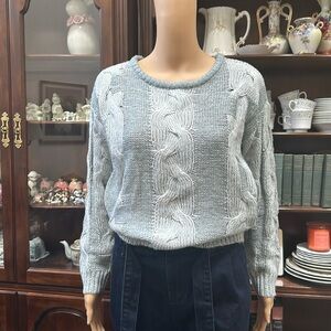 Vintage RazzleDazzle Grey & White Cable Sweater
